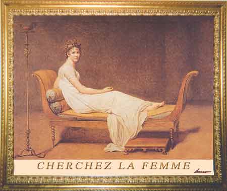 Appropriazione del ipinto di Jacques-Louis David in cui si vede Madame Récamier