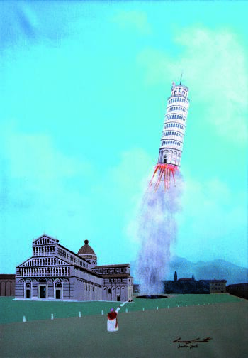 Here is the tower of Pisa shooten to the space